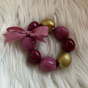 Bold Pink & Gold Large Beaded Bracelet